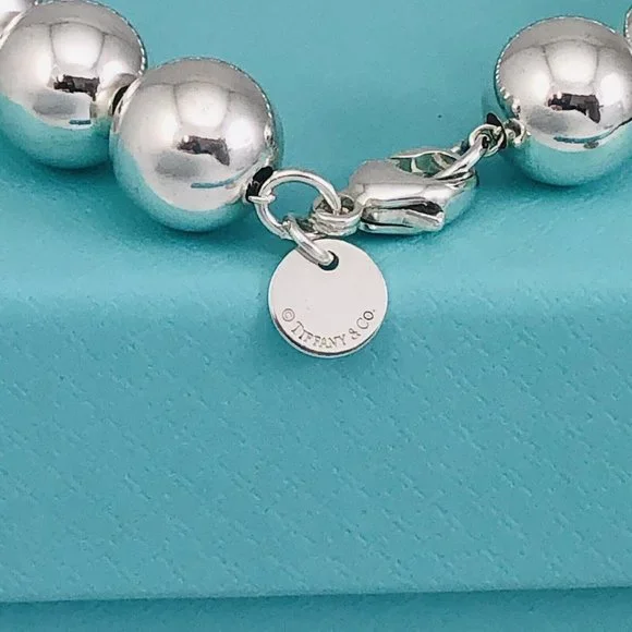 8 inch Tiffany & Co HardWear Bead Ball Bracelet Sterling Silver w/ Pouch or Box